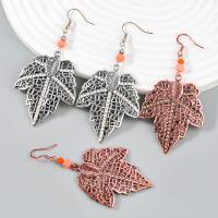 Resin Earring Zinc Alloy with Resin & Resin Rhinestone Leaf plated fashion jewelry & for woman Sold By Pair