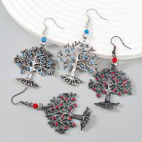 Resin Earring, Tibetan Style, with Resin & Resin Rhinestone, Tree, plated, fashion jewelry & for woman, more colors for choice, 69x38mm, Sold By Pair