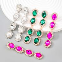 Τεχνητό διαμάντι σκουλαρίκι, Κράμα ψευδάργυρου, επιχρυσωμένο, κοσμήματα μόδας & για τη γυναίκα & με γυαλί στρας & με στρας, περισσότερα χρώματα για την επιλογή, 85x15mm, Sold Με Ζεύγος
