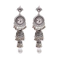 Fashion Fringe Earrings, Tibetan Style, with Crystal, plated, fashion jewelry & for woman, more colors for choice, 100mm, Sold By Pair