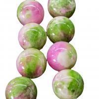 Jade Perlen, Blassbraune Jade, rund, Spritzlackierung, DIY & verschiedene Größen vorhanden, gemischte Farben, verkauft per ca. 40 cm Strang