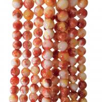 Jade Perlen, Blassbraune Jade, rund, Spritzlackierung, DIY & verschiedene Größen vorhanden, orange, verkauft per ca. 40 cm Strang