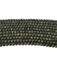 Russische Serpentine Perlen, rund, Spritzlackierung, DIY & verschiedene Größen vorhanden, grün, verkauft per ca. 40 cm Strang