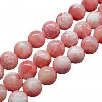 Perles en jade, Jade brun pâle, Rond, peinture, DIY & normes différentes pour le choix, rose, Vendu par Environ 40 cm brin