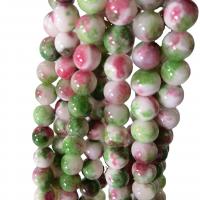 Natural Jade Beads, Pale Brown Jade, Round, painted, DIY & different size for choice, mixed colors, Sold Per Approx 40 cm Strand