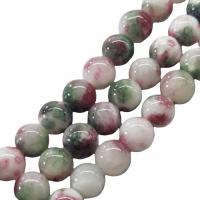Perles en jade, Jade brun pâle, Rond, peinture, DIY & normes différentes pour le choix, couleurs mélangées, Vendu par Environ 40 cm brin