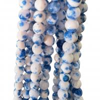 Blassbraune Jade Perle, rund, Spritzlackierung, DIY & verschiedene Größen vorhanden, blau, verkauft per ca. 40 cm Strang