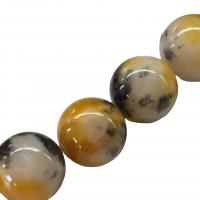 Blassbraune Jade Perle, rund, Spritzlackierung, DIY & verschiedene Größen vorhanden, gelb, verkauft per ca. 40 cm Strang
