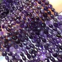 Natural Amethyst Beads, Flat Round, polished, DIY & faceted, purple, 5x8mm, Sold Per Approx 38 cm Strand