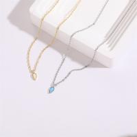 Cubic Zircon Micro Pave Brass Necklace with Opal with 1.97 extender chain Teardrop 14K gold plated micro pave cubic zirconia & for woman nickel lead & cadmium free Length 15.75 Inch Sold By PC