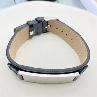 PU Leather Cord Bracelets with Titanium Steel plated for man Length 9.45 Inch Sold By PC