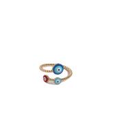 Evil Eye Jewelry Ring Finger, cobre, Mau-olhado, Banhado a ouro 14K, para mulher & esmalte, Mais cores pare escolha, níquel, chumbo e cádmio livre, 18mm, vendido por PC
