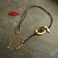 Zinek svetr řetěz náhrdelník, s kožená šňůra & Skořápka, s 3.15 extender řetězce, pro ženy, nikl, olovo a kadmium zdarma, Délka 31.5 inch, Prodáno By PC