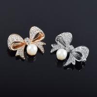 Rhinestone Brooch Zinc Alloy with Plastic Pearl Bowknot fashion jewelry & for woman & with rhinestone nickel lead & cadmium free Sold By PC