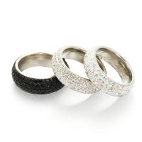 Titanium Steel Finger Ring Vacuum Ion Plating Unisex & with rhinestone 8mm Sold By PC