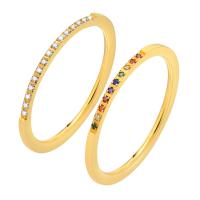 Edelstahl Ringe, 304 Edelstahl, verschiedene Größen vorhanden & Micro pave Zirkonia & für Frau, goldfarben, 1mm, verkauft von PC
