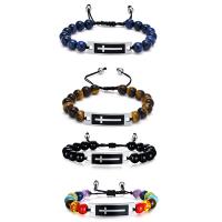 Gemstone Bracelets, with 304 Stainless Steel, epoxy gel, fashion jewelry & different materials for choice & for man, 34.50x10mm, Length:Approx 6.3-9.8 Inch, Sold By PC