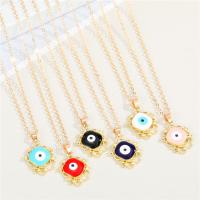 Evil Eye Jewelry Necklace Zinc Alloy with 5cm extender chain Flower gold color plated fashion jewelry & evil eye pattern & for woman & enamel nickel lead & cadmium free Length 50 cm Sold By PC