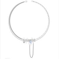 Zinklegierung Schmuck Halskette, mit Opal, mit Verlängerungskettchen von 5cm, silberfarben plattiert, Modeschmuck & für Frau, Silberfarbe, frei von Nickel, Blei & Kadmium, Länge:48 cm, verkauft von PC