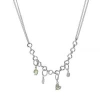 Collar de Aleación de Zinc, con 8cm extender cadena, chapado en color de plata, Joyería & para mujer & con diamantes de imitación, plateado, libre de níquel, plomo & cadmio, longitud:40 cm, Vendido por UD