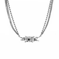 Titanstahl Halskette, mit Glasperlen & Zinklegierung, mit Verlängerungskettchen von 6cm, Spinnennetz, silberfarben plattiert, Modeschmuck & für Frau, Silberfarbe, Länge:42.5 cm, verkauft von PC