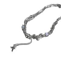 Titanium Steel Necklace, with Tibetan Style, with 6cm extender chain, Cross, silver color plated, fashion jewelry & for woman, silver color, Length:40.5 cm, Sold By PC