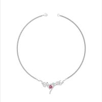 Tibetan Style Jewelry Necklace, with Cubic Zirconia, with 5cm extender chain, Fire, silver color plated, fashion jewelry & for woman, silver color, nickel, lead & cadmium free, Length:46.5 cm, Sold By PC