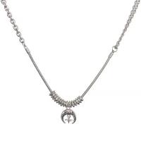Titanium Steel Necklace, with Tibetan Style, Moon, silver color plated, fashion jewelry & for woman, silver color, Length:Approx 60.5 cm, Sold By PC