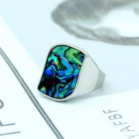 Titanium Staal Finger Ring, met Schelp, plated, verschillende grootte voor keus & voor de mens, meer kleuren voor de keuze, Verkocht door PC