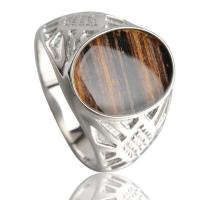 Gemstone Finger Ring, Titanium Staal, met Grain Stone, gepolijst, verschillende grootte voor keus & voor de mens, meer kleuren voor de keuze, Verkocht door PC