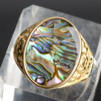 Shell Finger Rings, Titanium Steel, with Abalone Shell, plated, different size for choice & different styles for choice & for man, more colors for choice, Sold By PC