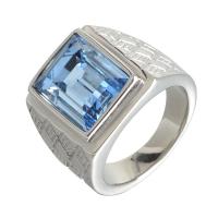 Titanium Steel Finger Ring with Glass Rhinestone polished Unisex Sold By PC