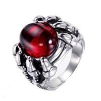 Dragi kamen Finger Ring, Titanium Čelik, s Dragi kamen, uglađen, bez spolne razlike & različite veličine za izbor, više boja za izbor, Prodano By PC