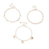 Zinc Alloy Anklet gold color plated three pieces & for woman nickel lead & cadmium free Length Approx 8.5-8.6 Inch Sold By Set