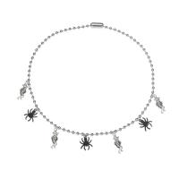 Tibetan Style Jewelry Necklace, Spider, platinum color plated, Halloween Jewelry Gift & for woman, nickel, lead & cadmium free, Length:Approx 17.5 Inch, Sold By PC