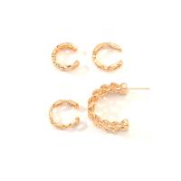 Zinc Alloy Stud Earring Set gold color plated for woman & hollow nickel lead & cadmium free 16-25mm Sold By Set