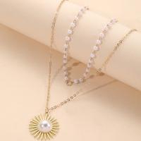 Zinc Alloy Jewelry Sets with Plastic Pearl Geometrical Pattern gold color plated fashion jewelry & for woman Sold By PC