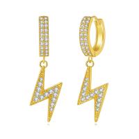 Cubic Zirconia Micro Pave Brass Earring Lightning Symbol plated micro pave cubic zirconia & for man nickel lead & cadmium free Sold By Pair