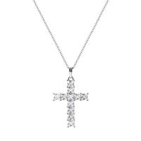 Cubic Zircon Micro Pave Brass Necklace, with 1.97inch extender chain, Cross, plated, oval chain & micro pave cubic zirconia & for woman, more colors for choice, nickel, lead & cadmium free, 37mm, Length:Approx 15.7 Inch, Sold By PC