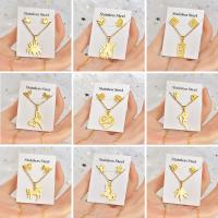 Zinc Alloy Jewelry Set with 304 Stainless Steel gold color plated 2 pieces & for woman 1.5-2cm Length Approx 15.75 Inch Sold By Set