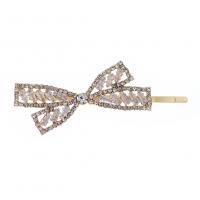 Hair Slide, Tibetan Style, Bowknot, gold color plated, micro pave cubic zirconia & for woman, 77x35mm, Sold By PC