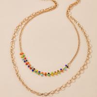 Tibetan Style Jewelry Necklace, with Seedbead, with 2.36inch extender chain, gold color plated, Double Layer & fashion jewelry & for woman, nickel, lead & cadmium free, Length:Approx 15.87 Inch, Sold By PC