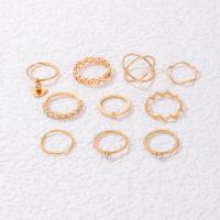 Zinc Alloy Ring Set gold color plated 10 pieces & fashion jewelry & for woman & with rhinestone nickel lead & cadmium free Sold By Set
