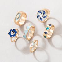 Zinc Alloy Ring Set gold color plated 6 pieces & fashion jewelry & for woman & enamel nickel lead & cadmium free Sold By Set