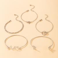 Tibetan Style Bracelet Set, silver color plated, 5 pieces & fashion jewelry & micro pave cubic zirconia & for woman, nickel, lead & cadmium free, Sold By Set