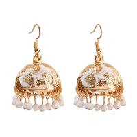 Fashion Fringe Earrings, Tibetan Style, with Plastic, gold color plated, fashion jewelry & for woman & enamel, more colors for choice, 48x29mm, Sold By Pair