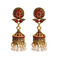 Fashion Fringe Earrings, Tibetan Style, with ABS Plastic Pearl, plated, fashion jewelry & for woman & with rhinestone, more colors for choice, 55x19mm, Sold By Pair