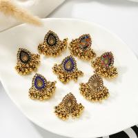 Fashion Fringe Earrings, Tibetan Style, gold color plated, fashion jewelry & for woman & with rhinestone, more colors for choice, 33x26mm, Sold By Pair