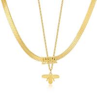 Mode-Multi-Layer-Halskette, Titanstahl, Modeschmuck & für Frau, goldfarben, 14mm, Länge 38 cm, verkauft von PC