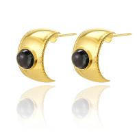 Stainless Steel Stud Earrings 304 Stainless Steel with Gemstone Vacuum Ion Plating fashion jewelry & for woman 18mm Sold By Pair